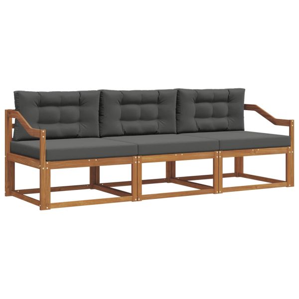 Комплект дивани за открито 3 pcs Натурален и Антрацит