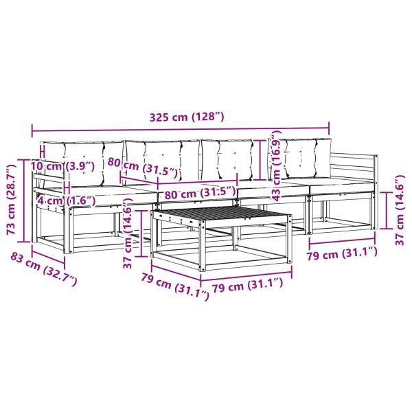 Комплект дивани за открито 5 pcs Натурален и Крема