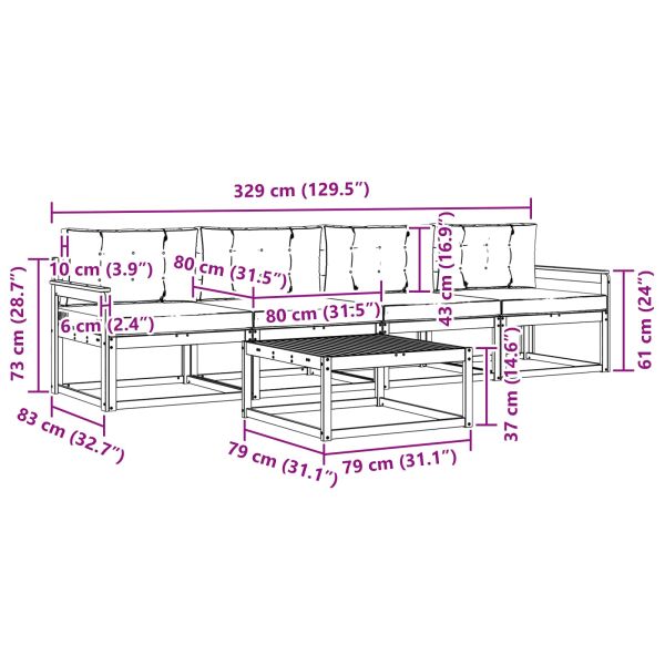 Комплект дивани за открито 5 pcs Натурален и Крема
