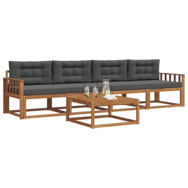 Комплект дивани за открито 5 pcs Натурален и Антрацит