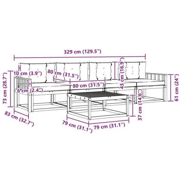 Комплект дивани за открито 5 pcs Натурален и Антрацит