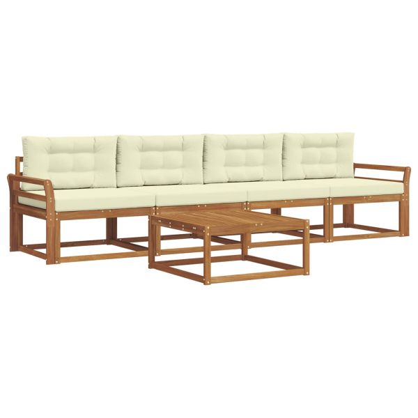 Комплект дивани за открито 5 pcs Натурален и Крема