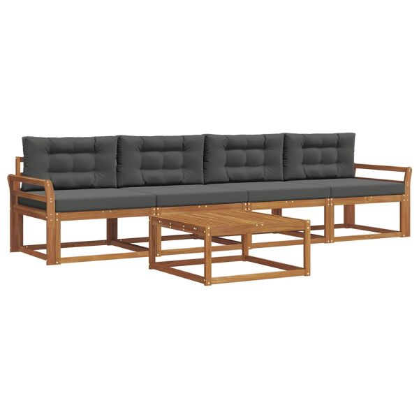 Комплект дивани за открито 5 pcs Натурален и Антрацит