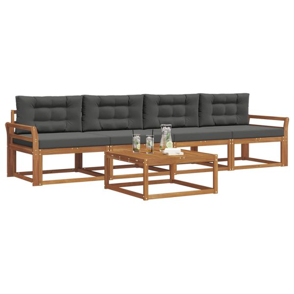 Комплект дивани за открито 5 pcs Натурален и Антрацит