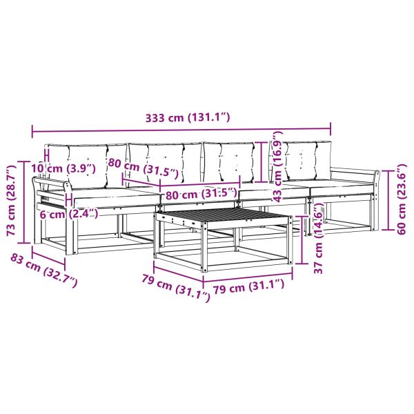 Комплект дивани за открито 5 pcs Натурален и Антрацит