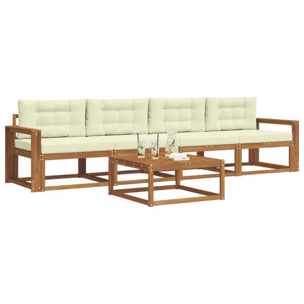 Комплект дивани за открито 5 pcs Натурален и Крема