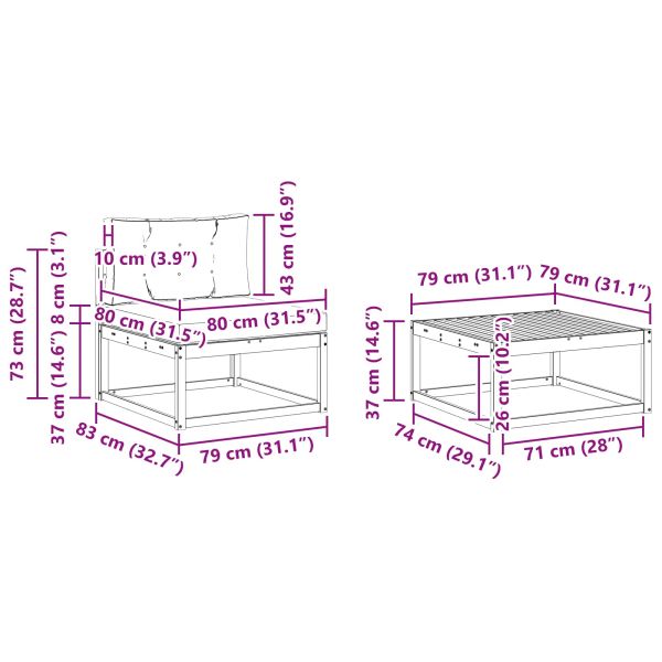 Комплект дивани за открито 5 pcs Натурален и Крема