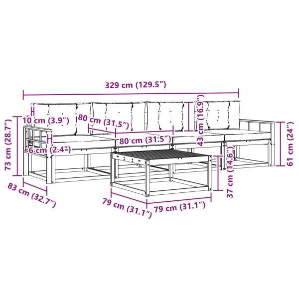 Комплект дивани за открито 5 pcs Натурален и Крема