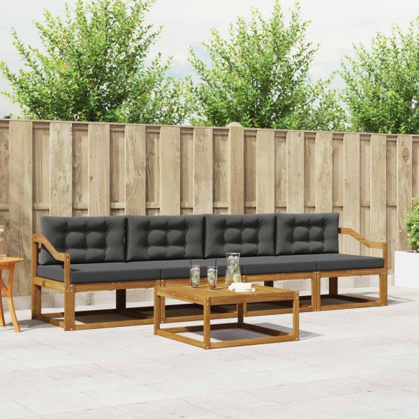 Комплект дивани за открито 5 pcs Натурален и Антрацит