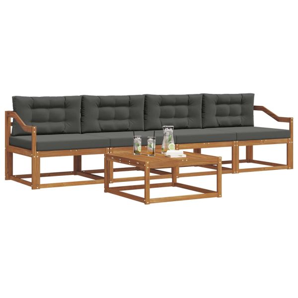 Комплект дивани за открито 5 pcs Натурален и Антрацит