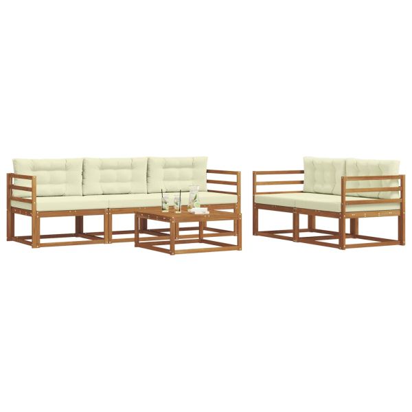 Комплект дивани за открито 6 pcs Натурален и Крема