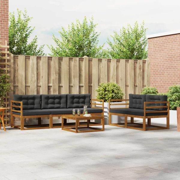 Комплект дивани за открито 6 pcs Натурален и Антрацит