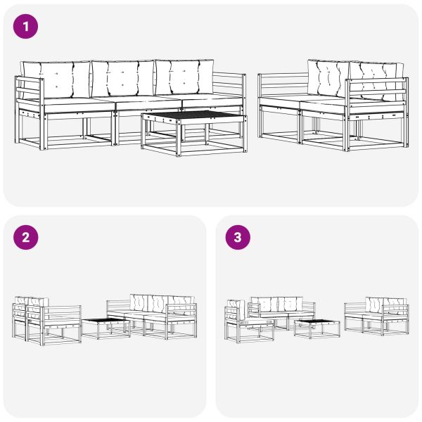 Комплект дивани за открито 6 pcs Натурален и Антрацит