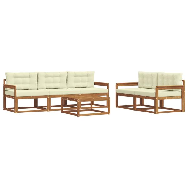 Комплект дивани за открито 6 pcs Натурален и Крема