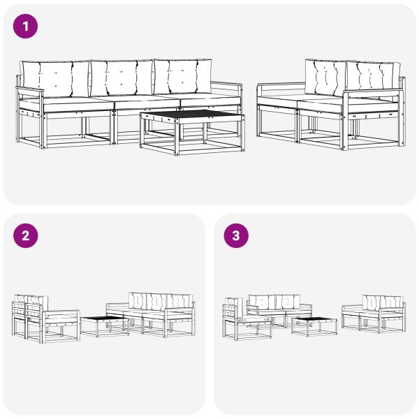 Комплект дивани за открито 6 pcs Натурален и Крема