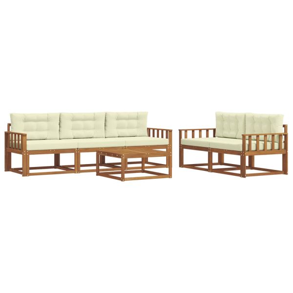 Комплект дивани за открито 6 pcs Натурален и Крема