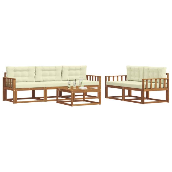 Комплект дивани за открито 6 pcs Натурален и Крема