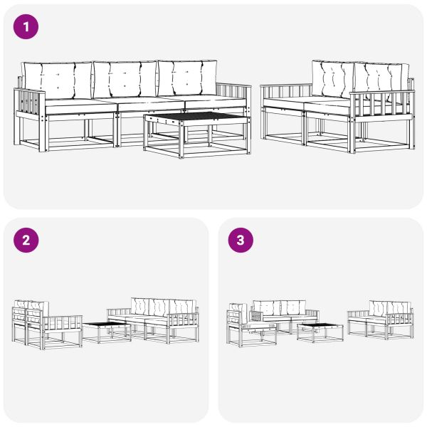 Комплект дивани за открито 6 pcs Натурален и Крема