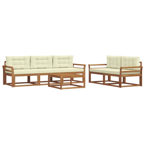 Комплект дивани за открито 6 pcs Натурален и Крема