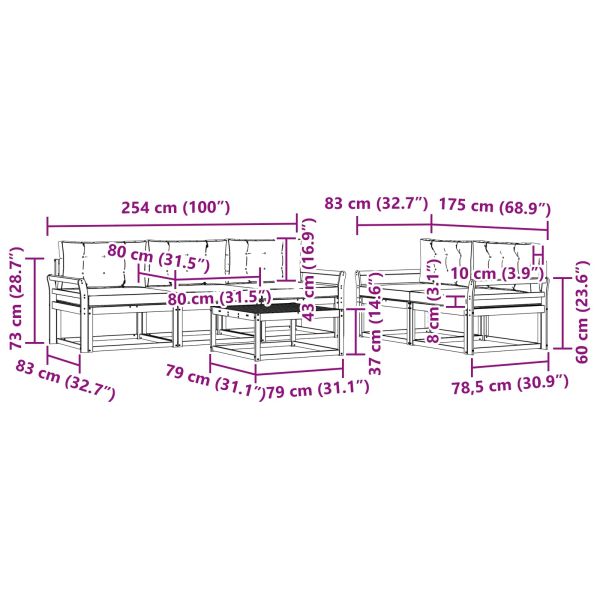 Комплект дивани за открито 6 pcs Натурален и Антрацит