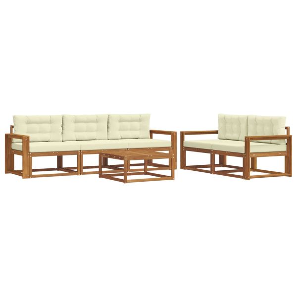 Комплект дивани за открито 6 pcs Натурален и Крема