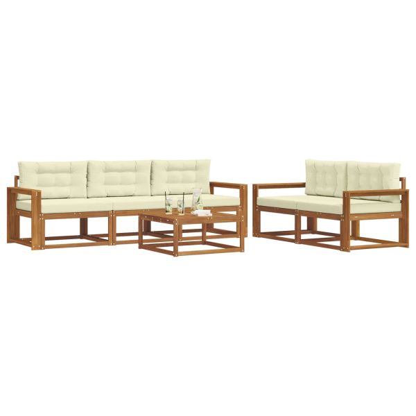 Комплект дивани за открито 6 pcs Натурален и Крема