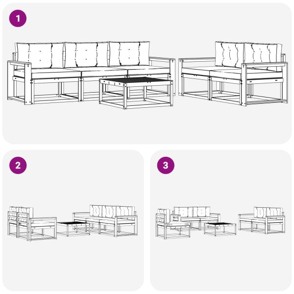 Комплект дивани за открито 6 pcs Натурален и Крема