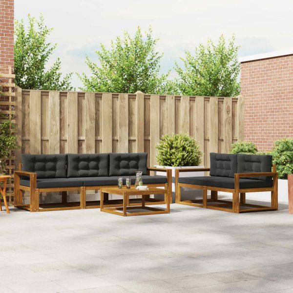 Комплект дивани за открито 6 pcs Натурален и Антрацит