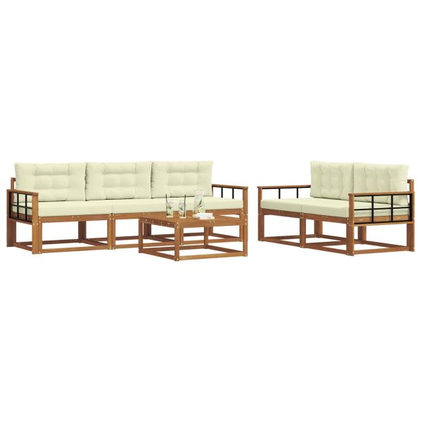 Комплект дивани за открито 6 pcs Натурален и Крема