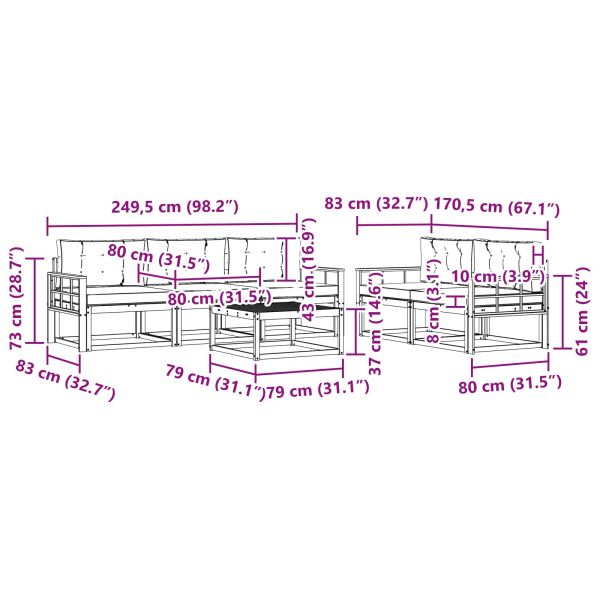 Комплект дивани за открито 6 pcs Натурален и Крема