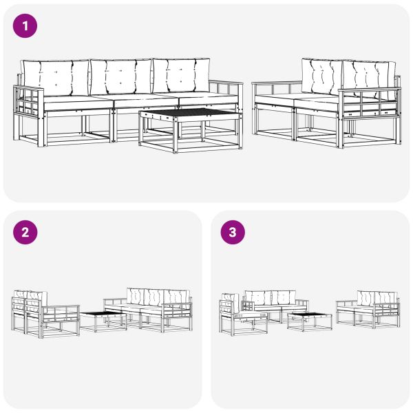 Комплект дивани за открито 6 pcs Натурален и Антрацит