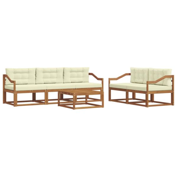 Комплект дивани за открито 6 pcs Натурален и Крема