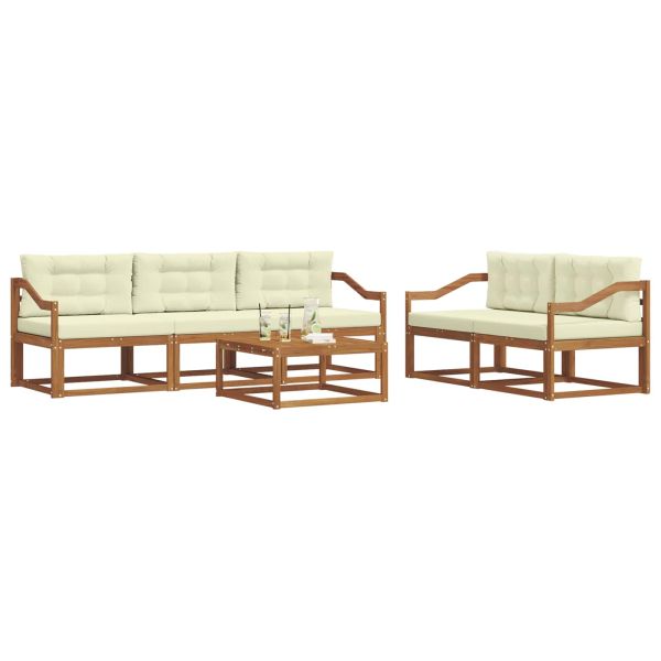 Комплект дивани за открито 6 pcs Натурален и Крема