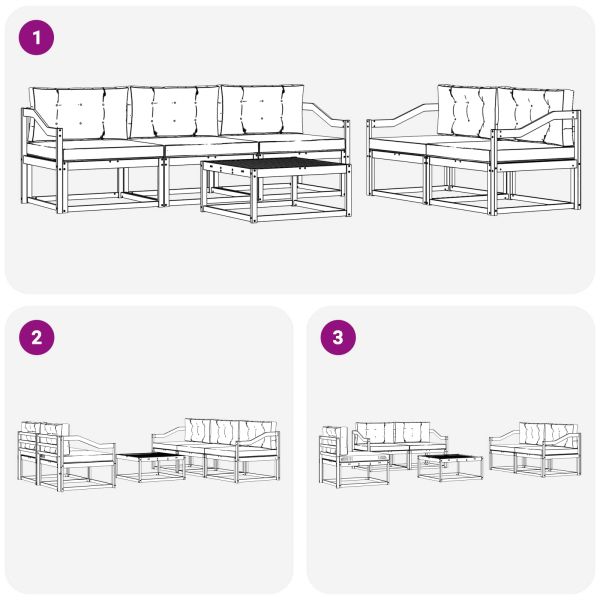 Комплект дивани за открито 6 pcs Натурален и Крема