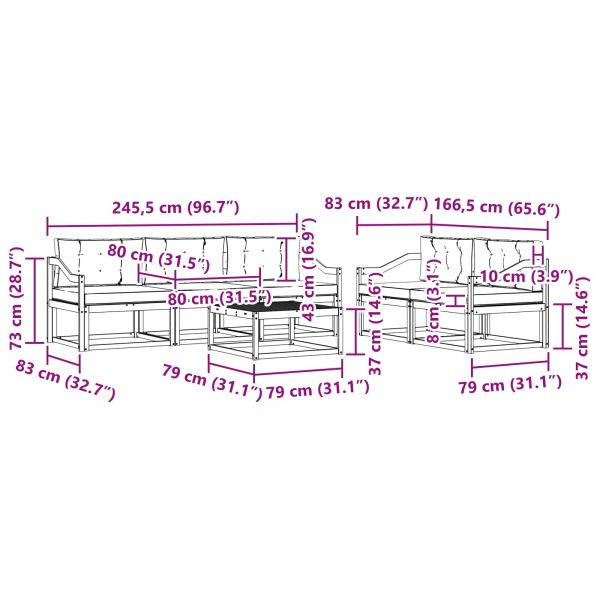 Комплект дивани за открито 6 pcs Натурален и Антрацит