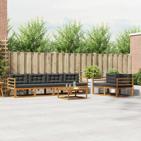 Комплект дивани за открито 7 pcs Натурален и Антрацит