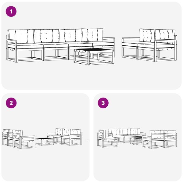 Комплект дивани за открито 7 pcs Натурален и Крема