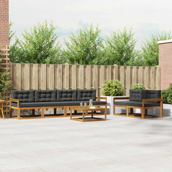 Комплект дивани за открито 7 pcs Натурален и Антрацит