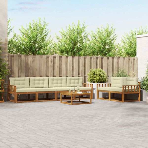Комплект дивани за открито 7 pcs Натурален и Крема