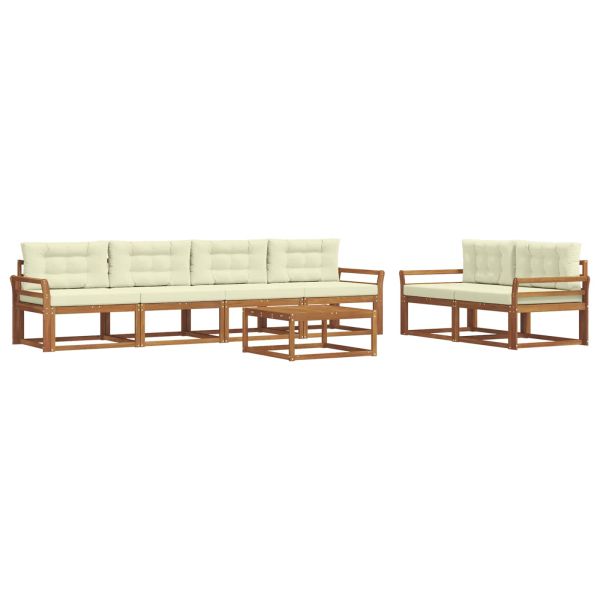 Комплект дивани за открито 7 pcs Натурален и Крема