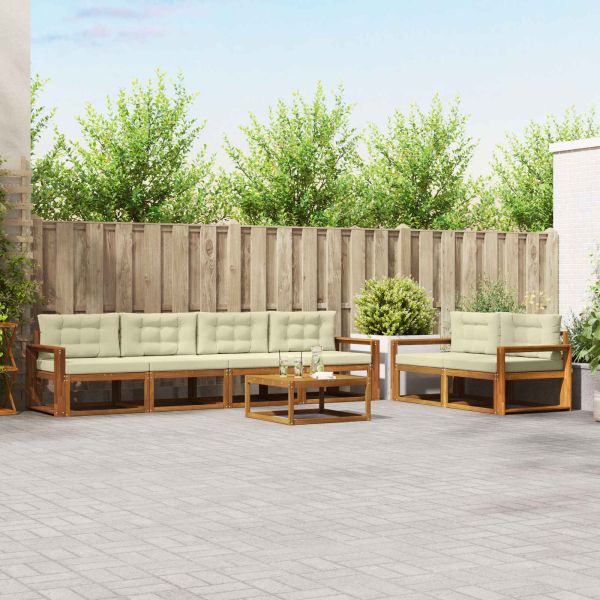 Комплект дивани за открито 7 pcs Натурален и Крема