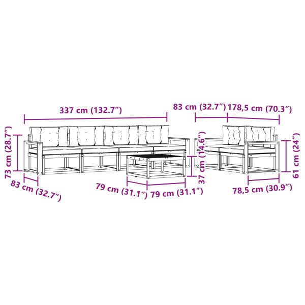 Комплект дивани за открито 7 pcs Натурален и Антрацит