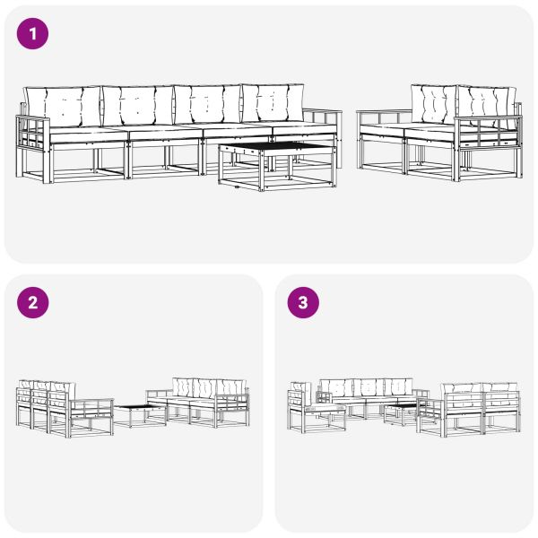 Комплект дивани за открито 7 pcs Натурален и Крема