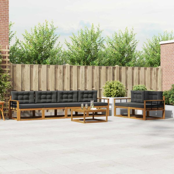 Комплект дивани за открито 7 pcs Натурален и Антрацит