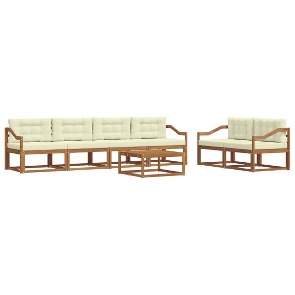 Комплект дивани за открито 7 pcs Натурален и Крема