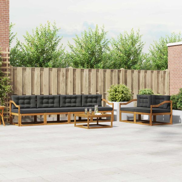 Комплект дивани за открито 7 pcs Натурален и Антрацит
