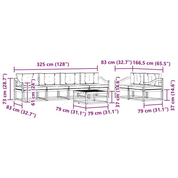 Комплект дивани за открито 7 pcs Натурален и Антрацит