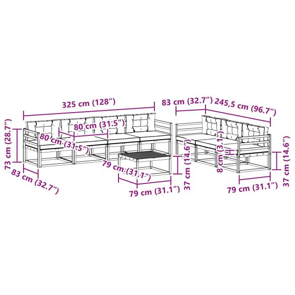 Комплект дивани за открито 8 pcs Натурален и Крема