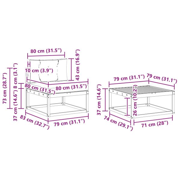 Комплект дивани за открито 8 pcs Натурален и Крема