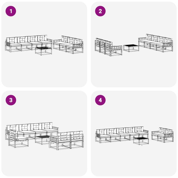 Комплект дивани за открито 8 pcs Натурален и Крема